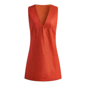 Commense Linen Blend Mini A-line Shift Dress, Orange, M-XL (runs small)